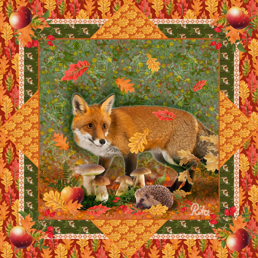 Herbstmuster mit Fuchs